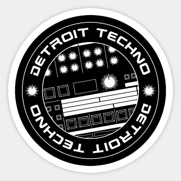 909 Drum Machine Circle: Detroit Techno Sticker by Atomic Malibu